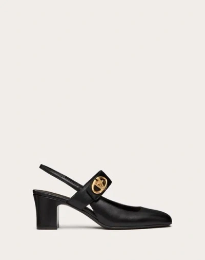 Valentino Garavani Mary-jane Vlogo Locker Slingback Pumps In Calfskin 60mm Woman Black 42 In ブラック