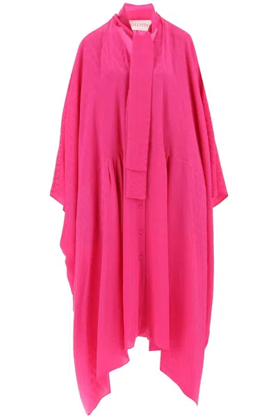 Valentino Toile Iconographe Silk-jacquard Dress In Pink
