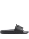 Valentino Garavani Black Sandals With Vlogo Detail On The Front In Tech Fabric Man