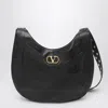 Valentino Garavani Medium Hoboho Bag In Chevron-pattern Nappa In Black