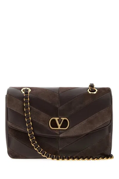 Valentino Garavani Djuna Medium Brown Suede And Nappa Shoulder Bag