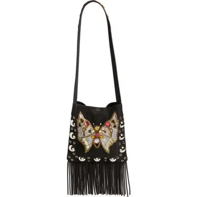 Valentino Garavani Medium Nellcôte Butterfly Suede Crossbody Bag In Pattern