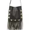 Valentino Garavani Medium Nellcôte Fringe Stud Crossbody Bag In Nero