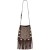 Valentino Nellcote Medium Studded Fringed Suede Crossbody Bag In Brown