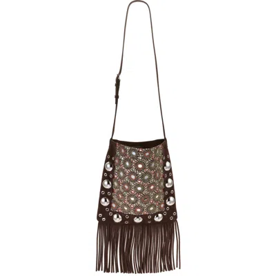 VALENTINO GARAVANI VALENTINO GARAVANI MEDIUM NELLCÔTE FRINGED STUDDED SUEDE SHOULDER BAG