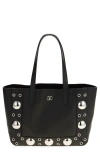Valentino Garavani Medium Nellcôte Grommet Leather Tote In Black