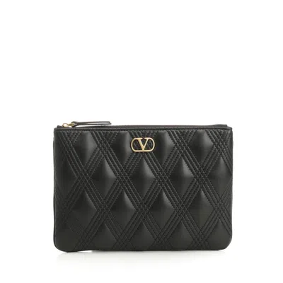 Valentino Garavani Medium Quiltie 67 Clutch Bag In Black