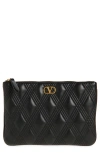 Valentino Garavani Medium Quiltie 67 Quilted Leather Pouch In Black