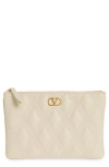 Valentino Garavani Medium Quiltie 67 Quilted Leather Pouch In White