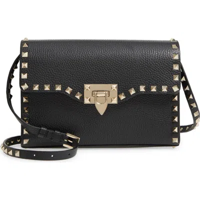 Valentino Garavani Medium Rockstud Leather Shoulder Bag In Black