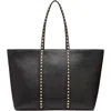 Valentino Rockstud Leather Tote Bag In Black