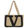 Valentino Garavani Medium Tote Viva Superstar Crochet Rafia In Black