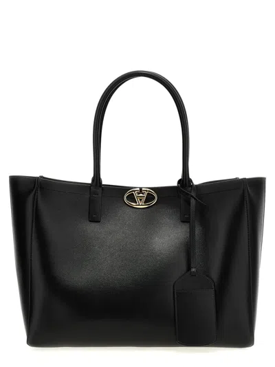 Valentino Garavani 'medium Tote Vlogo' Shopping Bag In Black