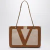 VALENTINO GARAVANI VALENTINO GARAVANI MEDIUM VIVA SUPERSTAR BAG IN NATURAL/SPICE CANVAS