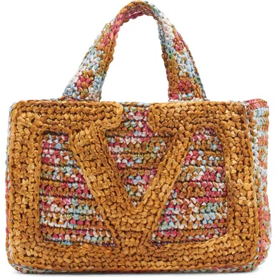 Valentino Garavani Medium Viva Superstar Raffia Crochet Tote In Purple