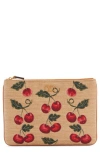 Valentino Vlogo Signature Medium Cherry Flat Clutch Bag In R9f Natural/multi/camel