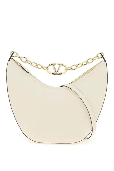 Valentino Garavani Medium Vlogo Moon Hobo Bag In 白色的