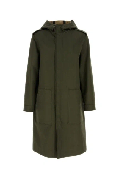 Valentino Garavani Men Army Green Cotton Trench Coat
