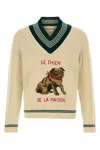 Valentino Butter-coloured Sweater With Le Chien De La Maison Embroidery In Neutral