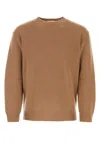 Valentino Cashmere Crewneck Jumper With Stud In Brown