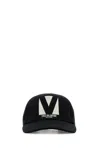 Valentino Garavani Black Hat With Logo On The Front In Cotton Man In Black