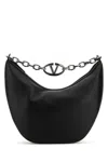 Valentino Black Leather Hobo Vlogo Moon Shoulder Bag In Black