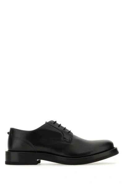 Valentino Garavani Men Black Leather Lace-up Shoes