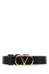 Valentino Black Leather Vlogo Bracelet In Black