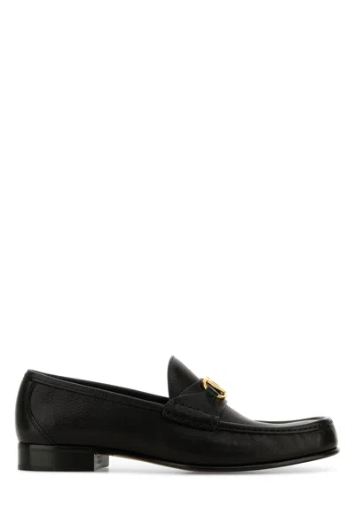 Valentino Garavani Men Black Leather Vlogo Loafers