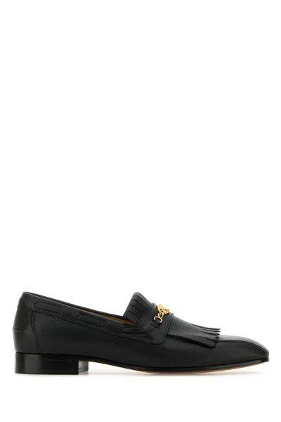 Valentino Garavani Men Black Leather Vlogo Signature Loafers