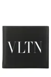 Valentino Garavani Men Black Leather Vltn Wallet In Black