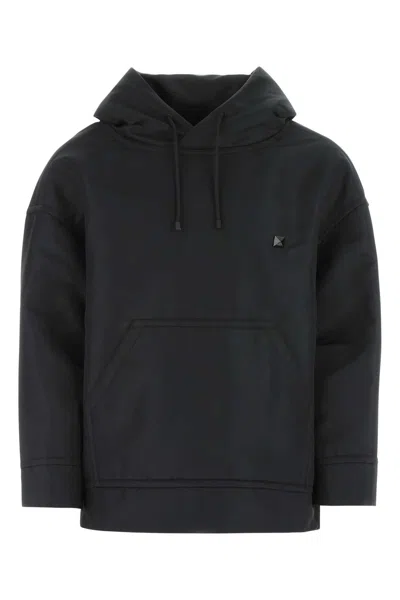 Valentino Metal Stud Hooded Sweatshirt In Black