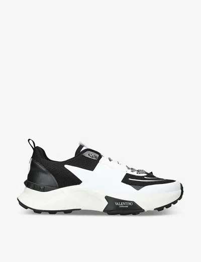 VALENTINO GARAVANI MENS BLK/WHITE TRUE ACT BRAND-PRINT MESH LOW-TOP TRAINERS EUR 45 / 11 UK
