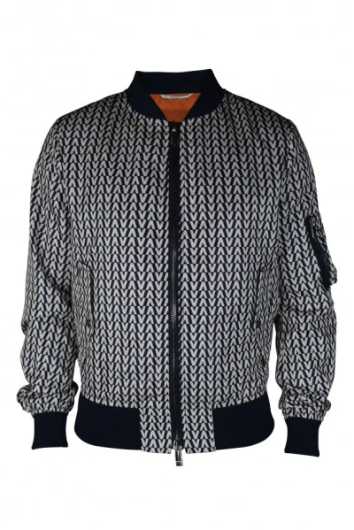 Valentino Toute La V Print Bomber Jacket In Navy