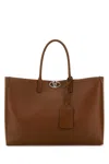 Valentino Brown Leather Vlogo Shopping Bag