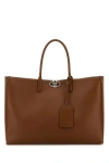 Valentino Brown Leather Vlogo Shopping Bag In Brown