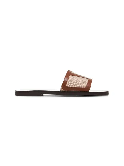 Valentino Garavani Men Canvas And Nappa Viva Superstar Slide Sandals