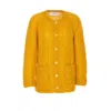Valentino Mens Patch-pocket Mohair-blend Cable Knit Cardigan Ocra In Yellow