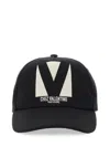 Valentino Garavani Black Hat With Logo On The Front In Cotton Man