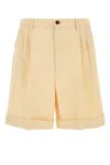Valentino Bermuda In Misto Iuta Crema Uomo In Yellow