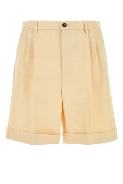 Valentino Bermuda In Misto Iuta Crema Uomo In Yellow