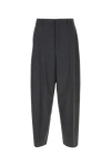 Valentino Wide-leg Wool Pant With Front Pleats In Gray