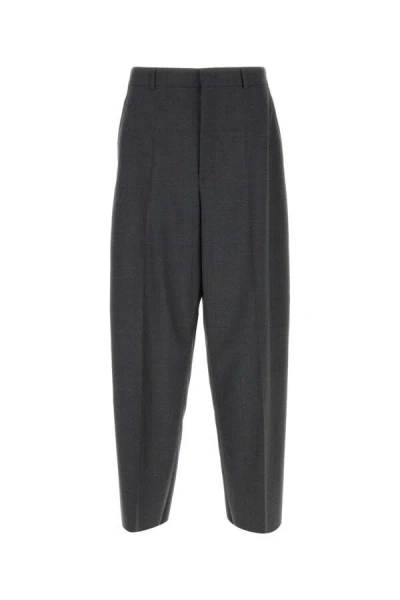 Valentino Garavani Men Dark Grey Wool Wide-leg Pant In Gray