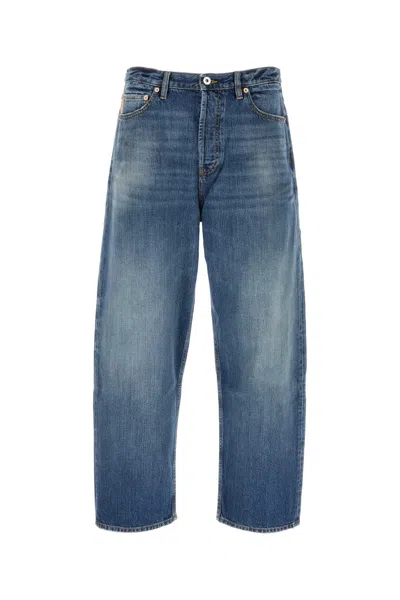Valentino Garavani Men Denim Wide-leg Jeans In Blue