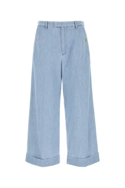 Valentino Garavani Wide-leg High-waisted Denim Jeans In Blue
