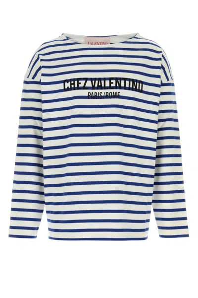 Valentino Garavani Men Embroidered Cotton T-shirt In Stripped