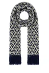 Valentino Wool Chevron Knit Scarf With Fringed Ends In Multicolor
