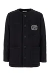 Valentino Jacket Textured Fabric Patch Pockets In Black