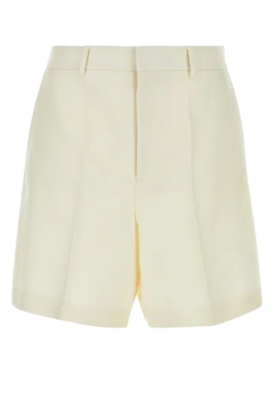 Valentino Wool Blend High-waisted Bermuda Shorts In Nude