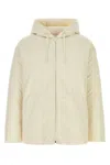 Valentino Hooded Wool Blend Padded Jacket In Neutral